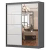 A wardrobe with sliding doors, one of which is mirrored, reflecting a room interior. Produktbild-Vorschau