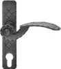 A close-up studio shot of a decorative door handle and plate. Produktbild-Vorschau