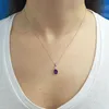 Halskette mit Ovalem Amethyst und Diamanten Produktbild-Vorschau 2