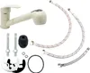 A collection of kitchen faucet parts, including the faucet itself, hoses, and mounting hardware, arranged on a white background. Anteprima dell’immagine prodotto