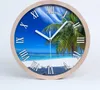 Holzuhr 30fi cm wanduhr - weiße Spitzen - tropischer Strand Produktbild-Vorschau 1