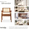 A collage of images showing a chair in different room settings, along with text and a logo. Produktbild-Vorschau