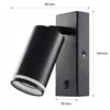 A black wall lamp with dimensions indicated by measurement lines and text. Náhľad obrázku produktu