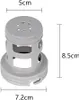 A gray plastic adapter with dimensions indicated by lines and text. Produktbild-Vorschau