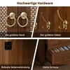 A collage of close-up images showcasing the hardware and construction details of a wooden cabinet. Anteprima dell’immagine prodotto