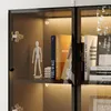 Schwarze Vitrine 80x40x160cm, 2 Glastüren & 3-farbiger Produktbild-Vorschau 8