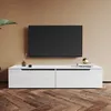 A white TV stand with a black TV mounted on a brown wall. Anteprima dell’immagine prodotto