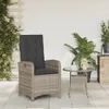 vidaXL Gartensessel Verstellbar mit Kissen Grau Poly Rattan Produktbild-Vorschau 3
