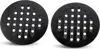 Two black round grates with multiple circular holes are shown against a white background. Produktbild-Vorschau