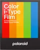 The image shows the packaging of Polaroid i-Type Color Film with a black frame edition, featuring a rainbow stripe design and the Polaroid logo. Podgląd zdjęcia produktu