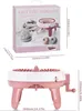 A product box and the knitting machine itself are shown with dimensions indicated. Náhled obrázku produktu