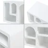 A collage of four close-up shots of a white TV stand with various compartments. Anteprima dell’immagine prodotto