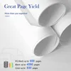 Rolled up white paper with marketing text about page yield. Produktbild-Vorschau