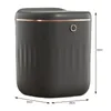 A dark gray trash can with bronze accents is shown against a white background, with dimensions indicated. Produktbild-Vorschau