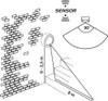 Diagram showing the installation and detection range of an outdoor wall light sensor. Produktbild-Vorschau
