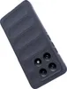 A dark blue phone case with a textured back is shown at an angle against a white background. Produktbild-Vorschau