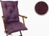 A purple cushion on a wooden chair, with a close-up of the fabric texture in a circle. Produktbild-Vorschau