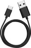 A black USB-C to USB-A charging cable coiled on a white background. Produktbild-Vorschau