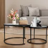 Couchtisch Rund,Satztisch 2er Set,Schwarz Marmor Couchtisch Produktbild-Vorschau 4