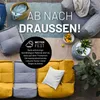 Outdoor seating arrangement with modular sofas, cushions, and decorative elements. Náhled obrázku produktu