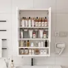 A white bathroom cabinet filled with various cosmetic and skincare products. Náhled obrázku produktu