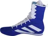 A side view of a blue and white Adidas boxing shoe. Podgląd zdjęcia produktu