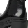A close-up view of a black leather boot. Produktbild-Vorschau