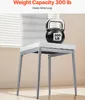A white chair with a kettlebell on it, placed in front of a window with blinds. Podgląd zdjęcia produktu