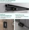 Close-up of a sliding door track and hardware, with smaller inset images showing a door handle and floor guide. Produktbild-Vorschau