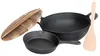Gusseisen Wok 5 L mit Holzdeckel, Pfanne 18,5 cm & Produktbild-Vorschau 9