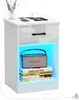 2x Nachttisch mit Steckdose & USB,LED Weiß Hochglanz Produktbild-Vorschau 3