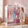 COSTWAY kinderkledingkast met spiegel, houten Productafbeelding-voorbeeld 2