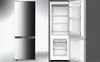 A refrigerator with its door open, showing the interior compartments. The exterior of the refrigerator is also visible. Produktbild-Vorschau