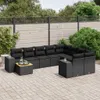 vidaXL 10-tlg. Garten-Sofagarnitur mit Kissen Schwarz Poly Produktbild-Vorschau 2