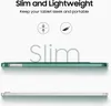 A marketing image showing a slim tablet case in green and a tablet in silver. Produktbild-Vorschau