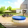 A backyard scene with a pool, outdoor furniture, and a large umbrella. Produktbild-Vorschau