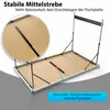 A close-up view of the underside of a foldable table, highlighting its support structure and stability features. Produktbild-Vorschau