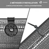 A collage showing two different installation methods for a grey privacy screen. Produktbild-Vorschau