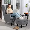 HOMCOM Ohrensessel mit Hocker Sessel mit Leinenoptik, Produktbild-Vorschau 2