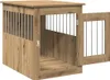 A wooden dog crate with metal bars, shown with the door open. Produktbild-Vorschau