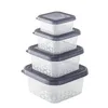 A stack of four square food storage containers with dark grey lids, presented on a white background. Náhľad obrázku produktu