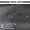 A close-up of dark gray fabric with water droplets on it, indicating water resistance. Text overlays describe product features. Anteprima dell’immagine prodotto