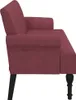 Side view of a burgundy fabric bench with black legs. Produktbild-Vorschau
