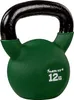 A green kettlebell with a black handle is shown against a white background. Podgląd zdjęcia produktu