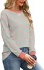ASKSA Damen T-Shirt Rundhals Langarm Shirts Gestreift Basic Produktbild-Vorschau 3