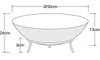 A diagram showing the dimensions of a fire bowl. Produktbild-Vorschau