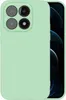 A light green smartphone case is shown from the front, with the phone screen visible on the right side. Produktbild-Vorschau