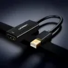 A black Ugreen adapter cable with a Mini DisplayPort connector on one end and an HDMI connector on the other, lying on a dark reflective surface. Voir les images du produit