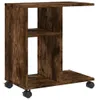 A wooden side table with wheels on a white background. Podgląd zdjęcia produktu