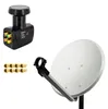 PremiumX 45cm Satellitenschüssel Hellgrau SAT Antenne Quad Produktbild-Vorschau 1